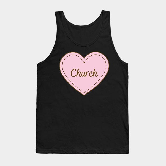 I Love Church Simple Heart Design Tank Top by Word Minimalism